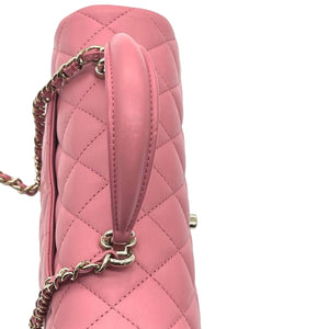 Mini Rectangle Top Handle Lambskin Pink GHW