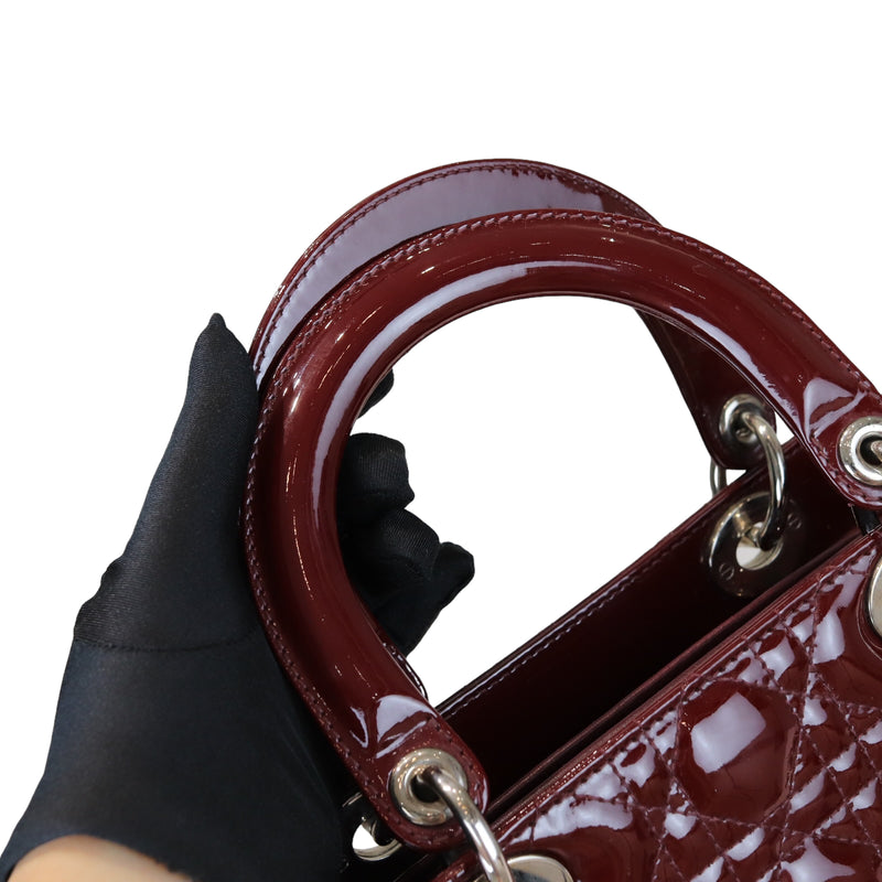 Lady Dior Medium Patent Burgundy SHW