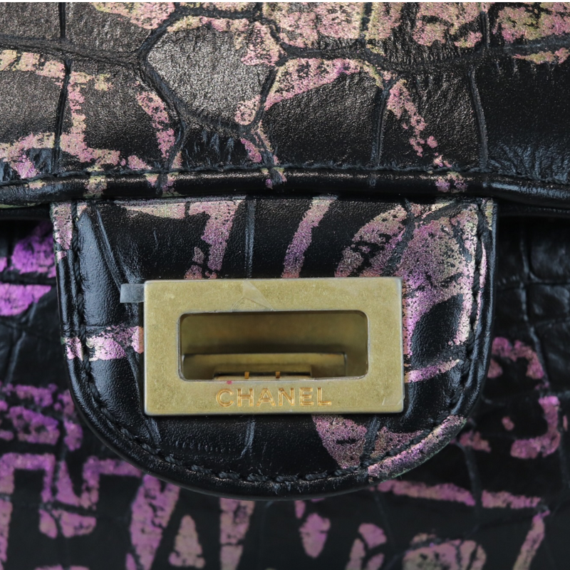 Chanel Classic Flap 2.55 Reissue Graffiti Crocodile Embossed Mini