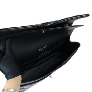 Double Flap Jumbo Quilted Patent Black SHW