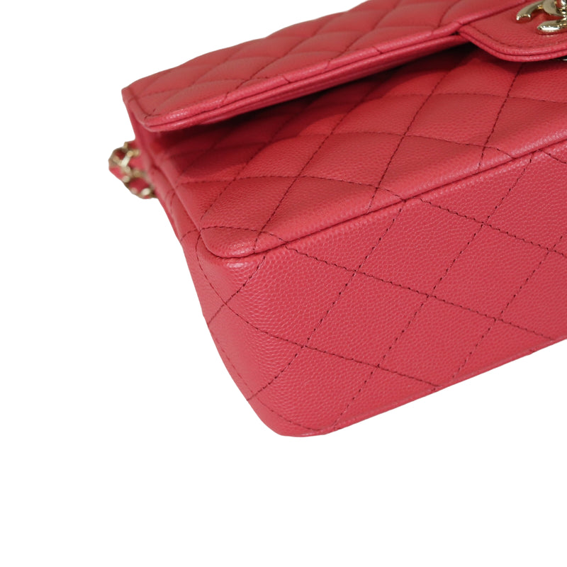 Medium Classic Double Flap Caviar Pink GHW