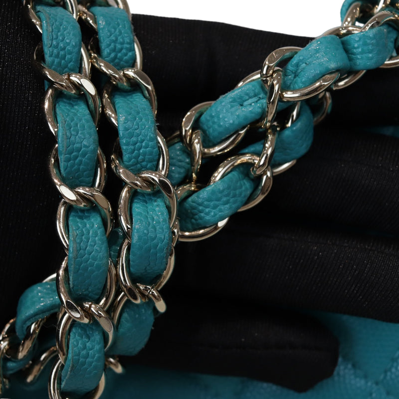 Classic Double Flap Caviar Medium Teal LGHW