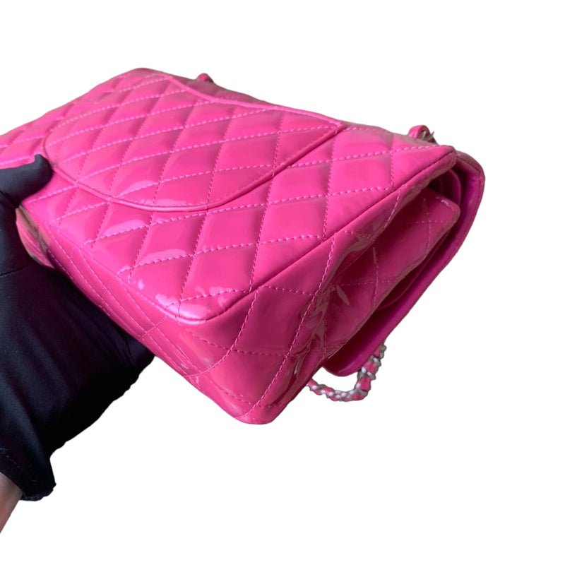 Classic Flap Medium Patent Quilted Pink SHW
