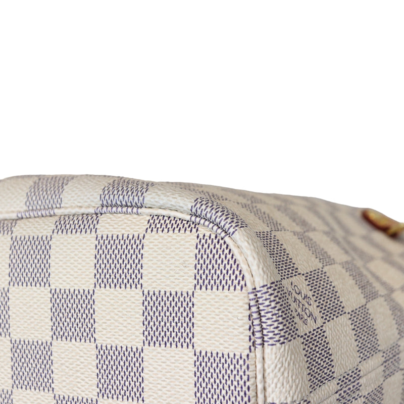 Neverfull PM Damier Azure Canvas White GHW