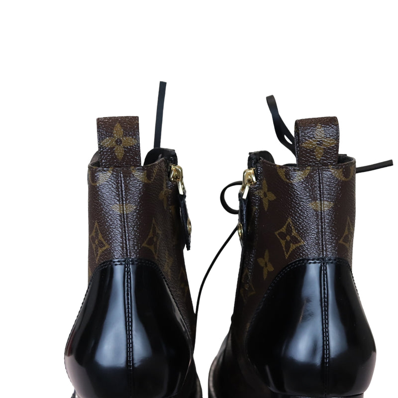 Louis Vuitton Patent Calfskin Monogram Star Trail Ankle Boots