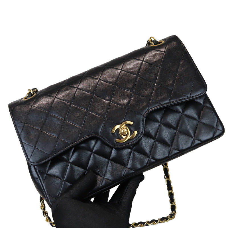 Medium Flap Lambskin Black GHW