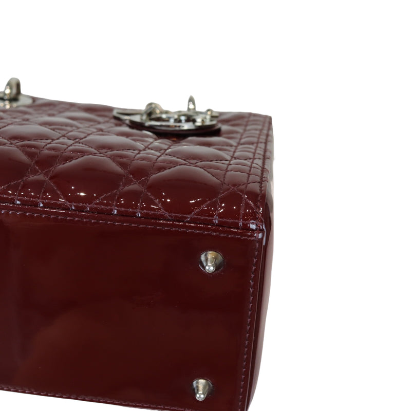 Lady Dior Medium Patent Burgundy SHW