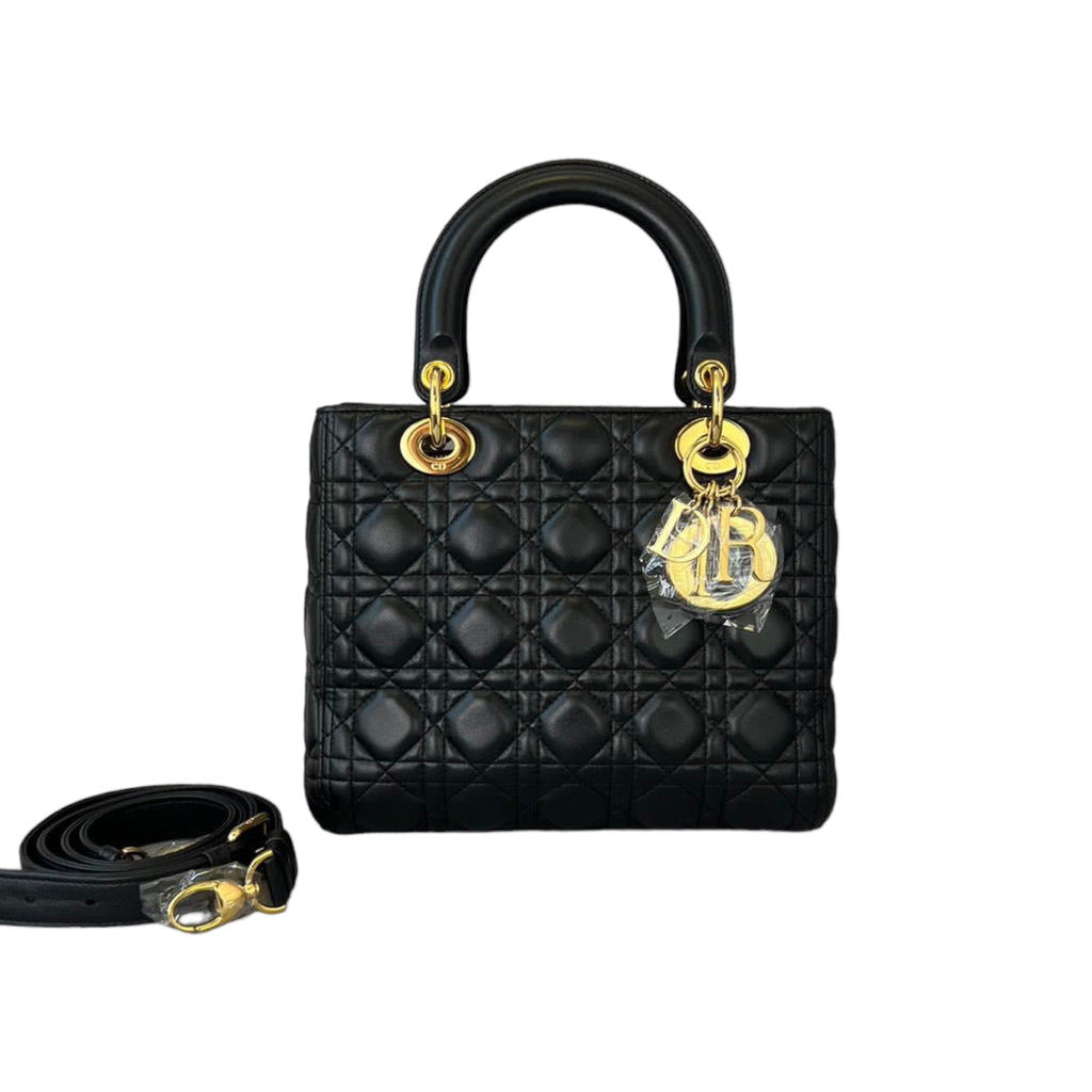 Lady Dior Lambskin Medium Black GHW