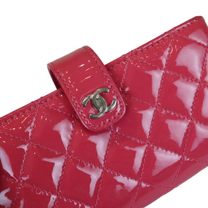 Quilted Coin Case Wallet Patent Pink SHW