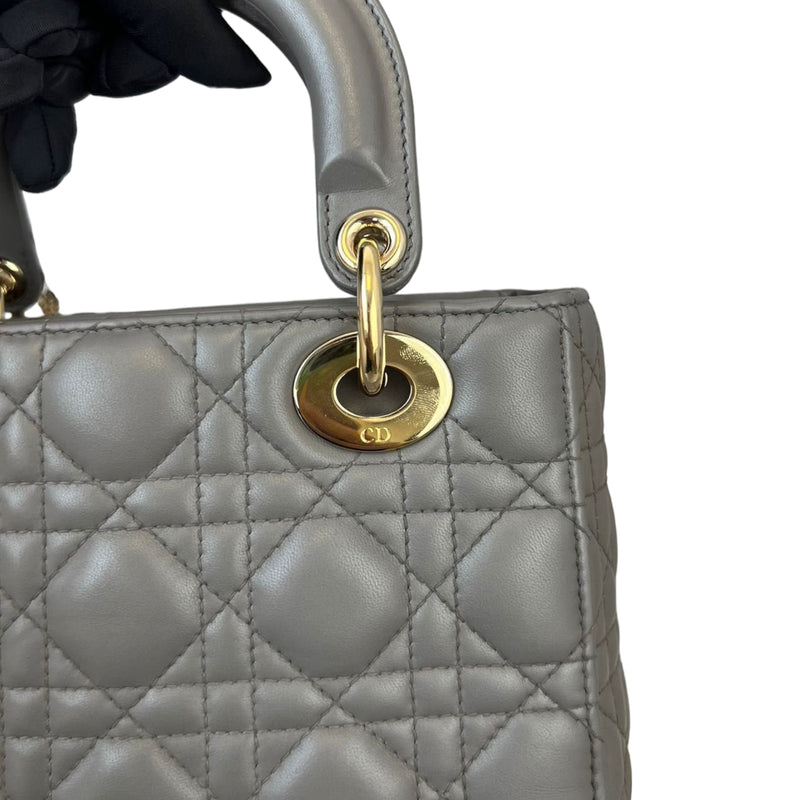 Lady Dior ABC Lambskin Small Grey GHW