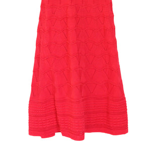 Red Ornate Pleated Knit Dress XS