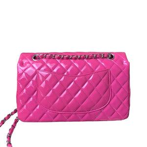 Classic Flap Medium Patent Quilted Pink SHW