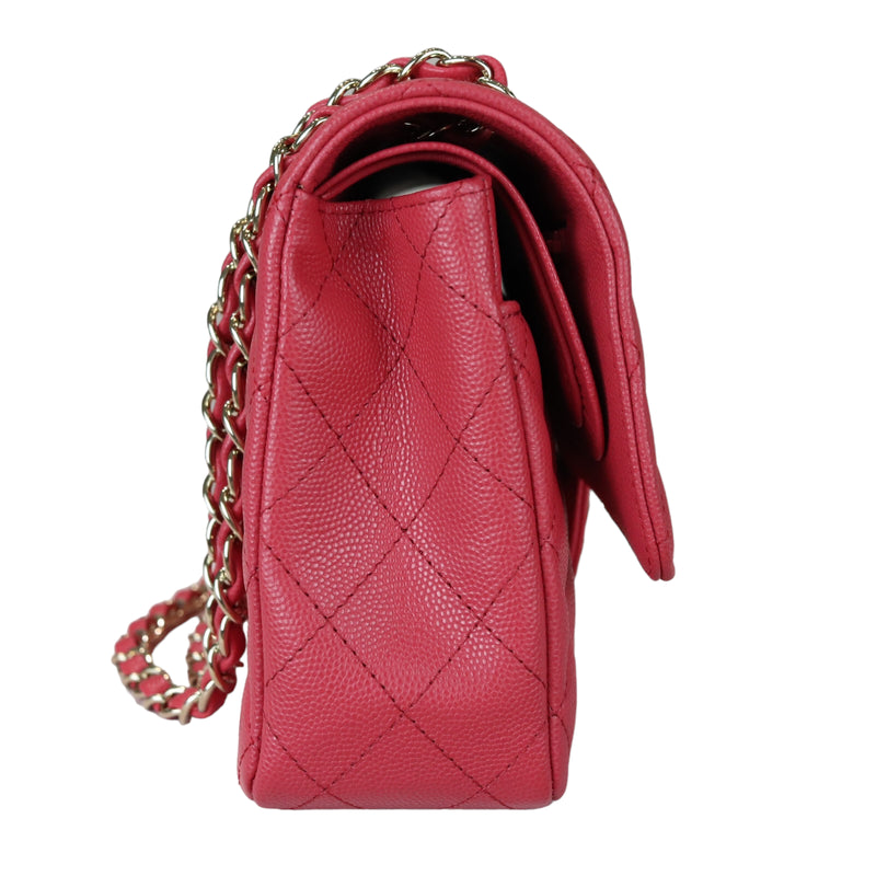 Medium Classic Double Flap Caviar Pink GHW