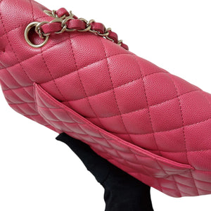 Double Flap Medium Caviar Quilted Dark Pink GHW
