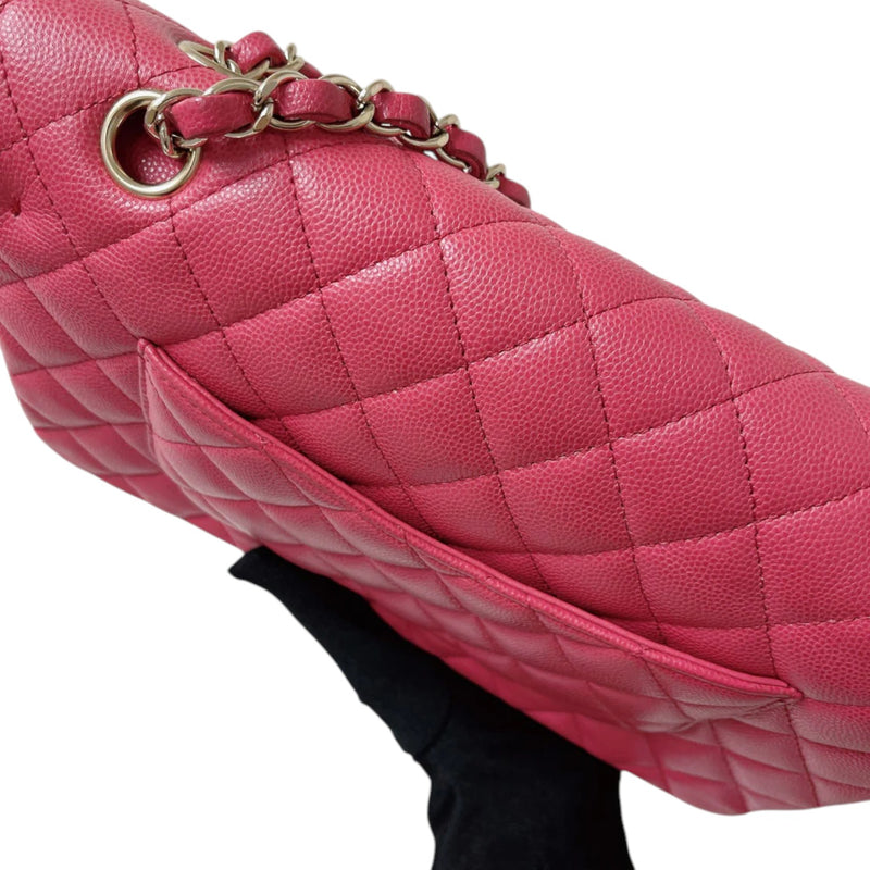 Double Flap Medium Caviar Quilted Dark Pink GHW