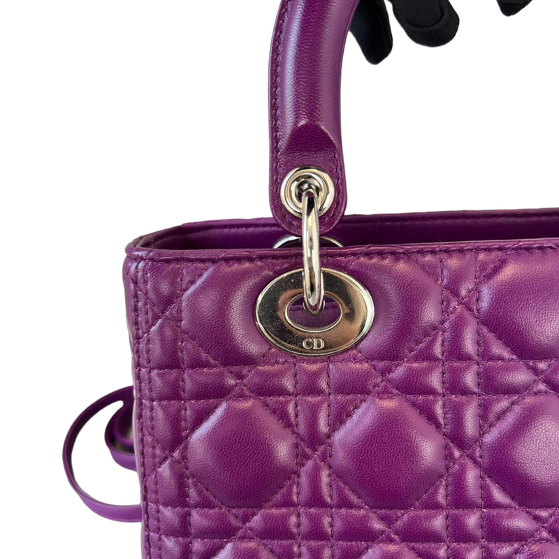 Lady Dior Medium Lambskin Purple SHW