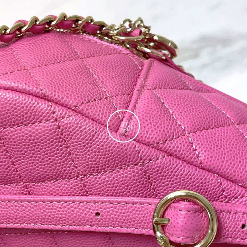 Small CC Day Backpack Caviar Pink GHW