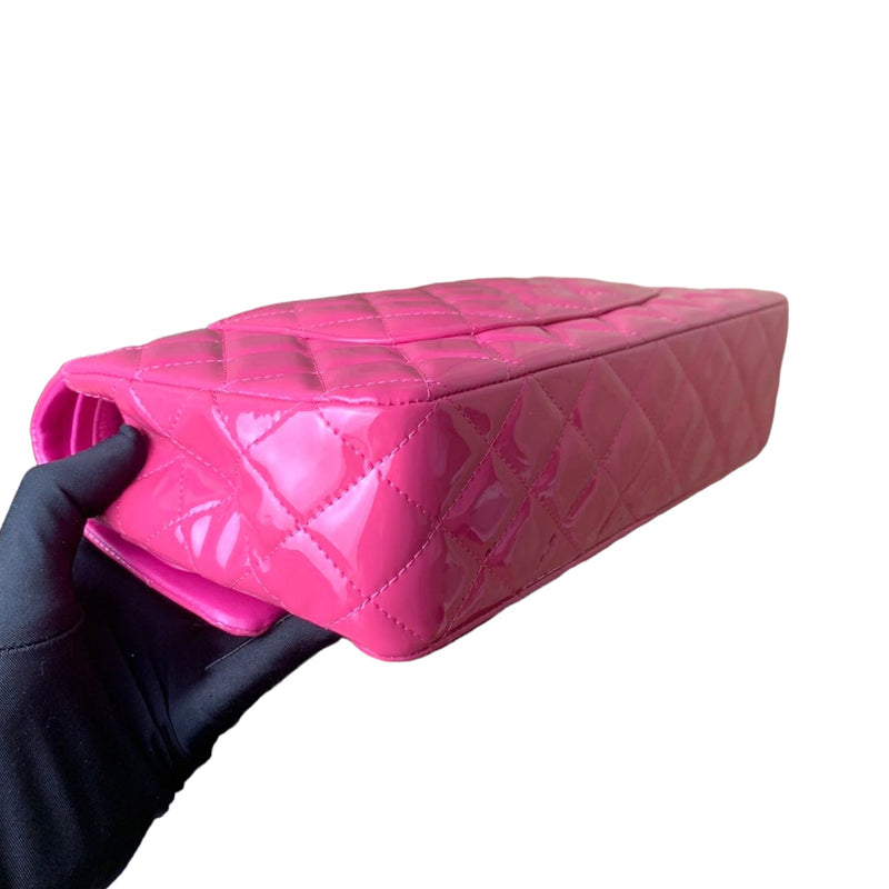 Classic Flap Medium Patent Quilted Pink SHW