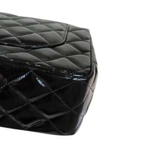 Double Flap Jumbo Quilted Patent Black SHW