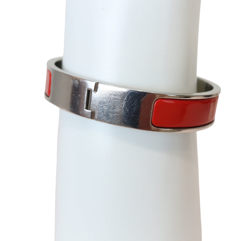 Hermes Bracelet Narrow Clic Clac H Enamel PM Silver-tone Orange with Silver-Tone  de la collection in Silver-Tone Metal- FR