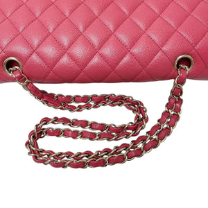 Double Flap Medium Caviar Quilted Dark Pink GHW