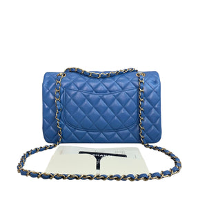 Classic Double Flap Caviar Medium Blue GHW
