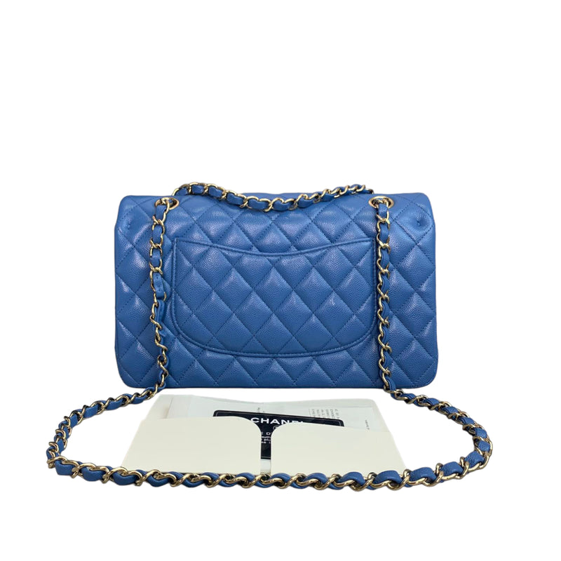 Classic Double Flap Caviar Medium Blue GHW