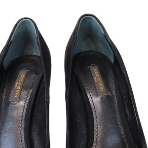 Peep Toe Pump Black Suede GHW 36