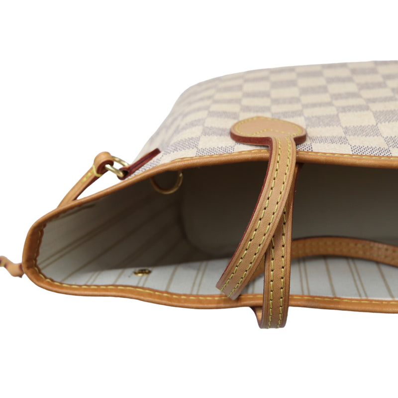 Neverfull PM Damier Azure Canvas White GHW
