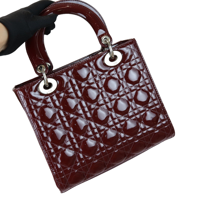 Lady Dior Medium Patent Burgundy SHW