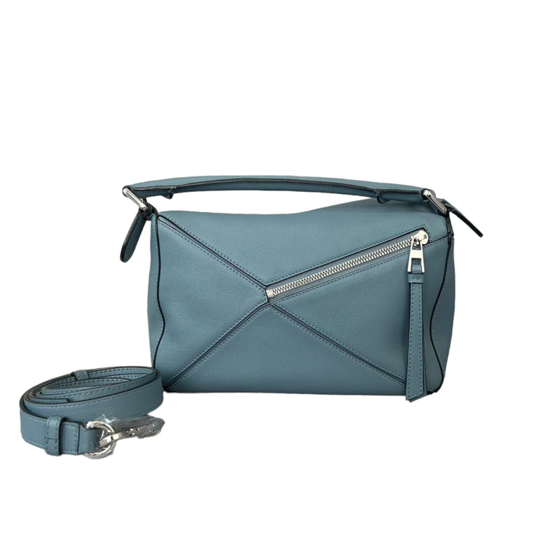 Puzzle Leather Satchel Blue