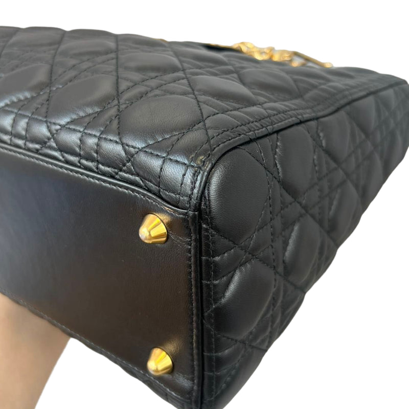 Large Lady Dior Lambskin Black GHW