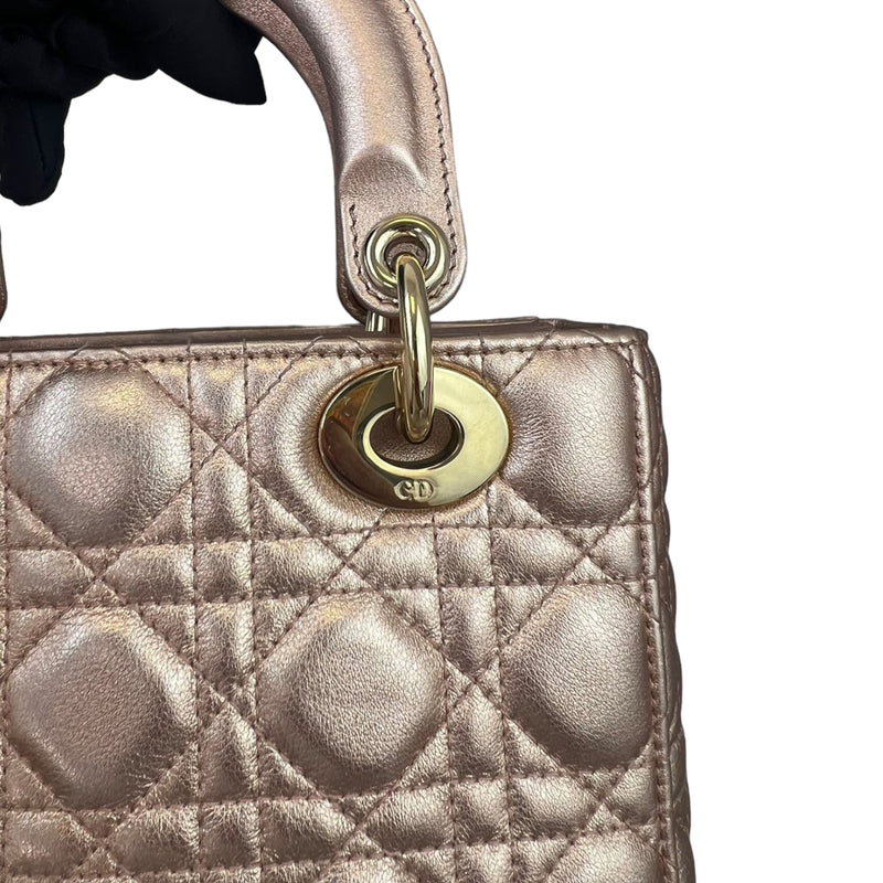 Cannage Lambskin Small Lady Dior Rose Gold GHW