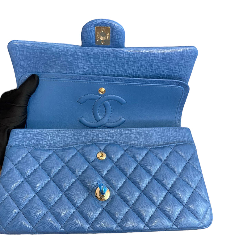 Classic Double Flap Caviar Medium Blue GHW