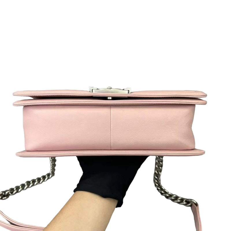 Chanel Light Pink Iridescent Calfskin Medium Boy Bag