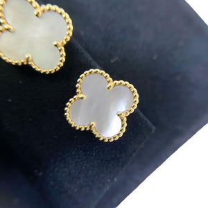 Vintage Alhambra earrings Mother of Pearl 18K Gold