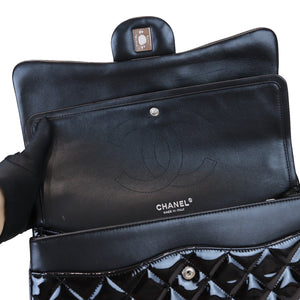 Double Flap Jumbo Quilted Patent Black SHW