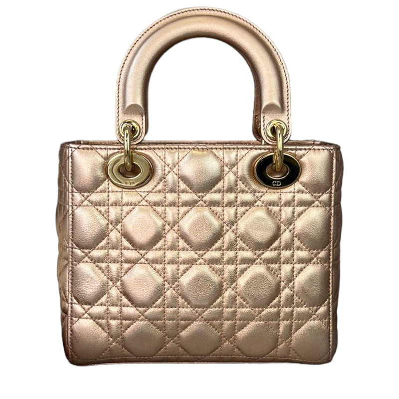 Cannage Lambskin Small Lady Dior Rose Gold GHW