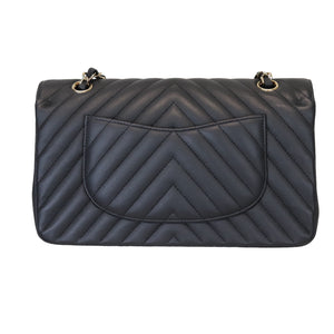 Classic Flap Medium Chevron Caviar Black GHW