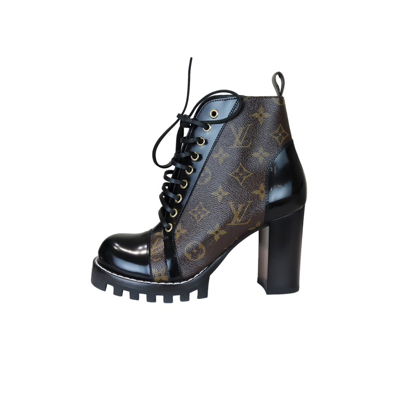LOUIS VUITTON Suede Calfskin Monogram Star Trail Ankle Boot for