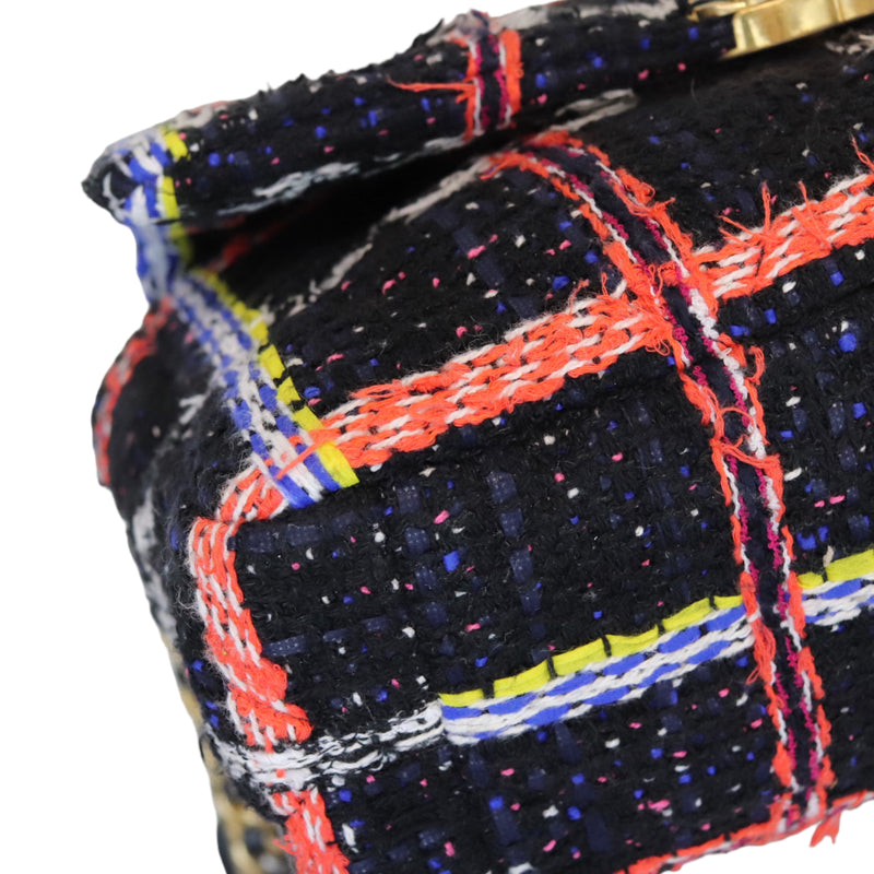Chanel Blue & Multicolor Quilted Tweed 19 Flap Bag Medium