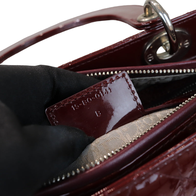 Lady Dior Medium Patent Burgundy SHW