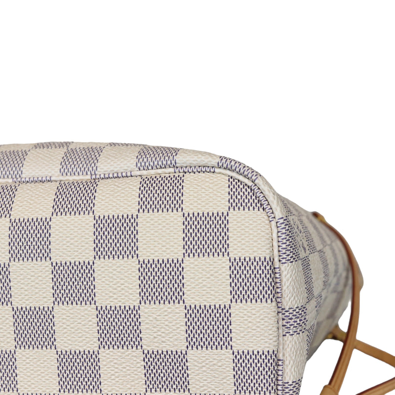 Neverfull PM Damier Azure Canvas White GHW