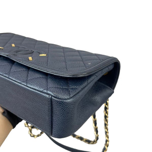 Medium CC Filigree Flap Caviar Blue GHW