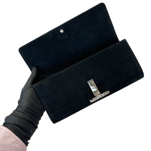 Broadway Suede Clutch Black SHW