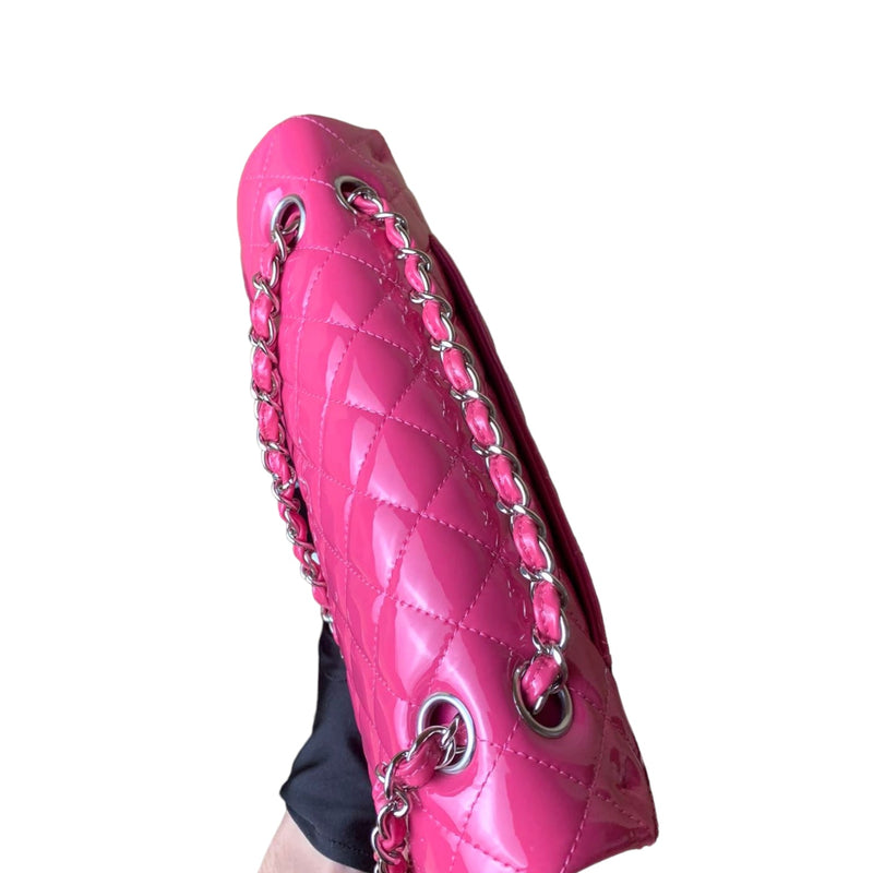 Classic Flap Medium Patent Quilted Pink SHW