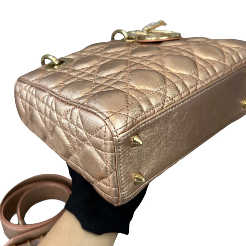 Small Lady Dior My ABCDior Bag Metallic Gold-Tone Cannage Calfskin