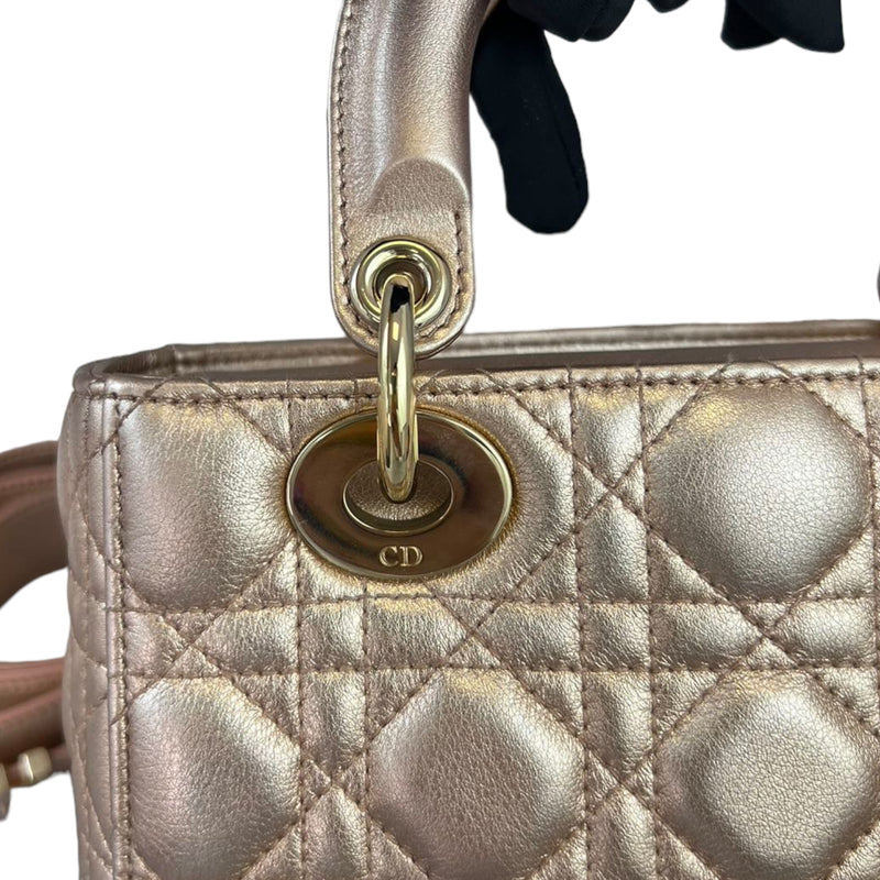 Cannage Lambskin Small Lady Dior Rose Gold GHW