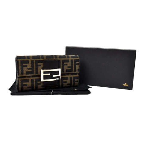 Fendi Monogram Zucca Long Flap Wallet Brown – Bag Religion