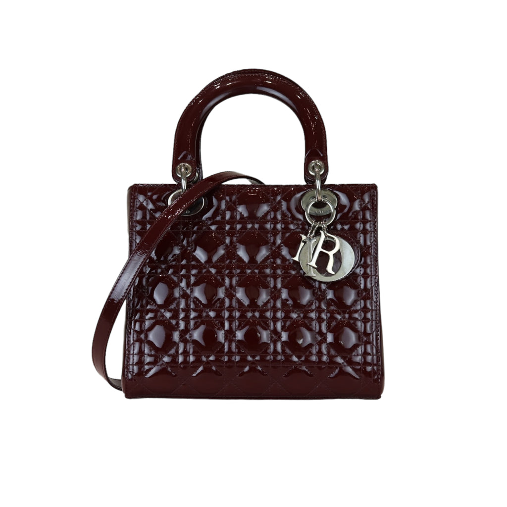 Lady Dior Medium Patent Burgundy SHW